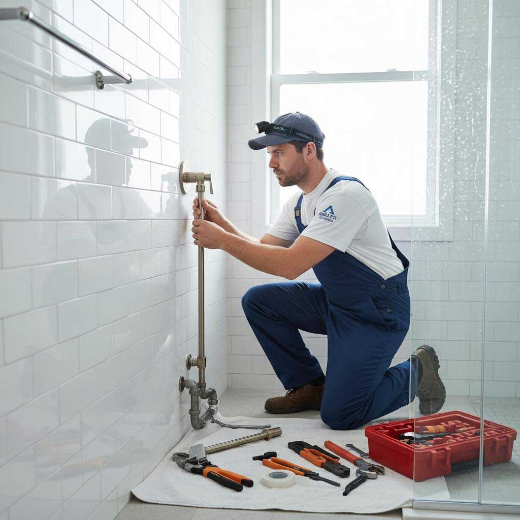 Shower Faucet Installation – Richmond Hill Bathroom Renovation by Razco Richmond Hill shower faucet installation by Razco Renovation