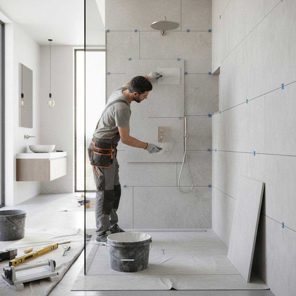 Richmond Hill bathroom tile installation — modern waterproof bathroom tiling by Razco